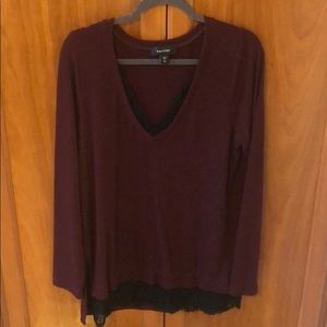 Karen Kane Long Sweater With Lace Detail